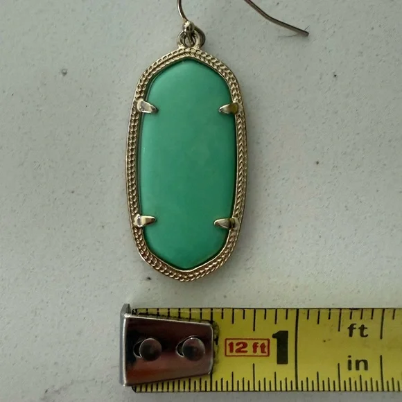 Rare Kendra Scott Elle Gold Drop Earrings in Mint Green - Picture 4 of 5